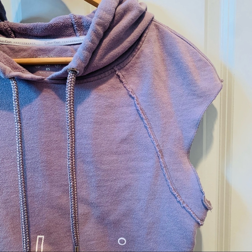 Calvin Klein Purple Crop Muscle Sleeveless Hoodie - Picture 4 of 12